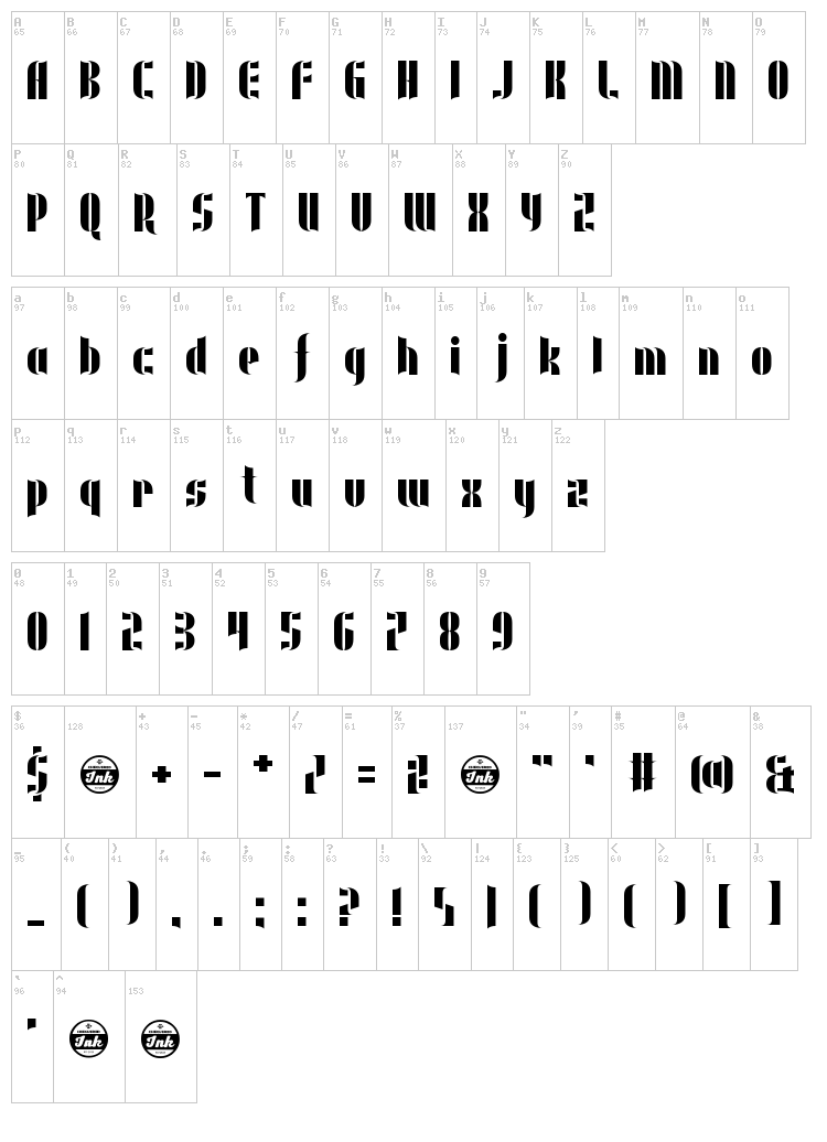 Underwear Protest font map
